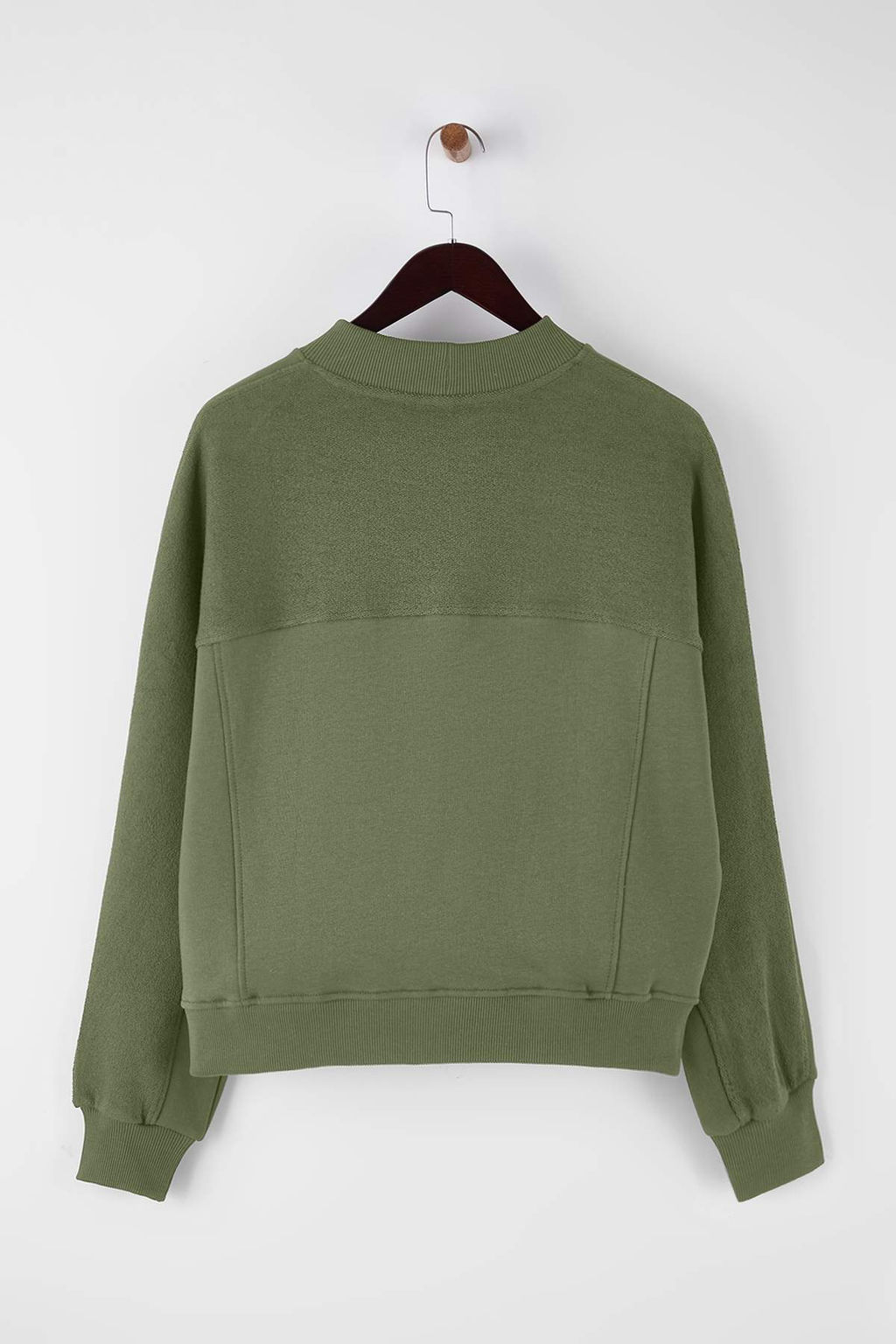 Haki Premium Oversize/Genis Kal?p Dik Yaka Kal?n Ici Polarl? Orme Sweatshirt TWOAW26SW00205 - Trendyolmilla фото 7