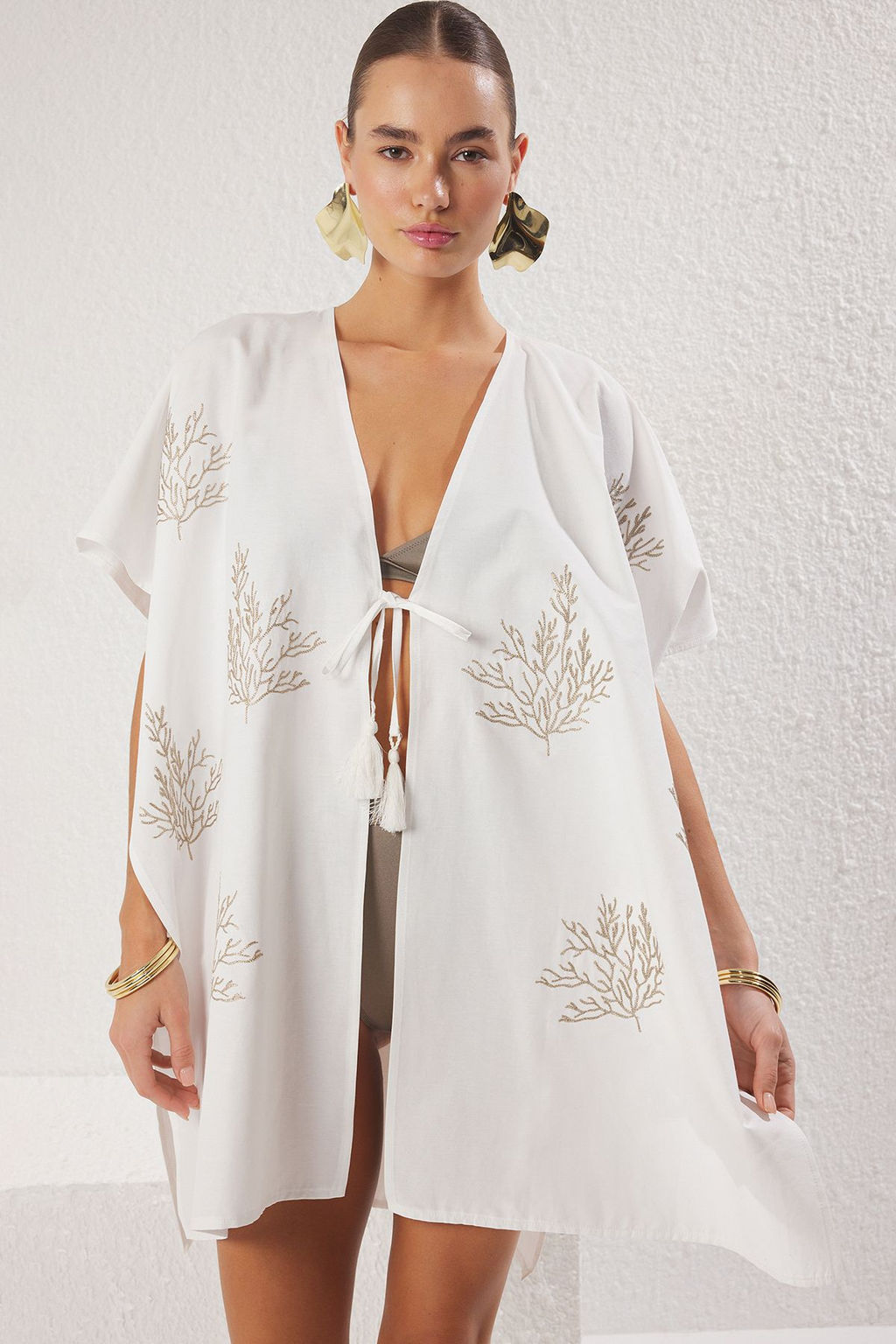 Siyah Mini Dokuma Nak?sl? Plaj Kimono&Kaftan TBESS25KM00012 - Trendyolmilla фото 6