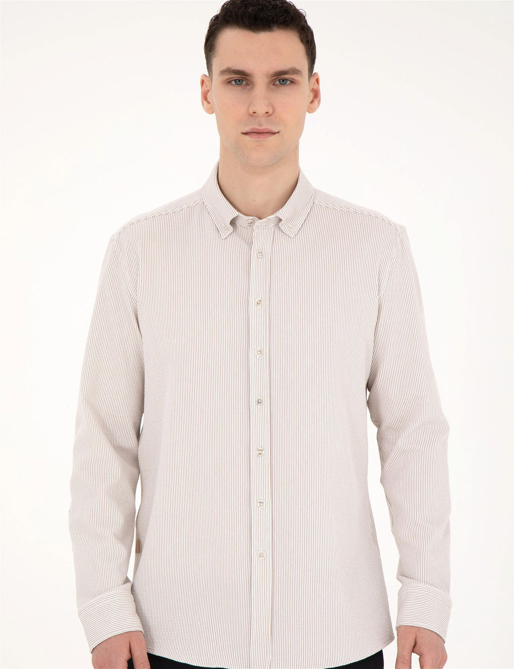 Bej Slim Fit Uzun Kollu G_mlek - Pierre cardin фото 3
