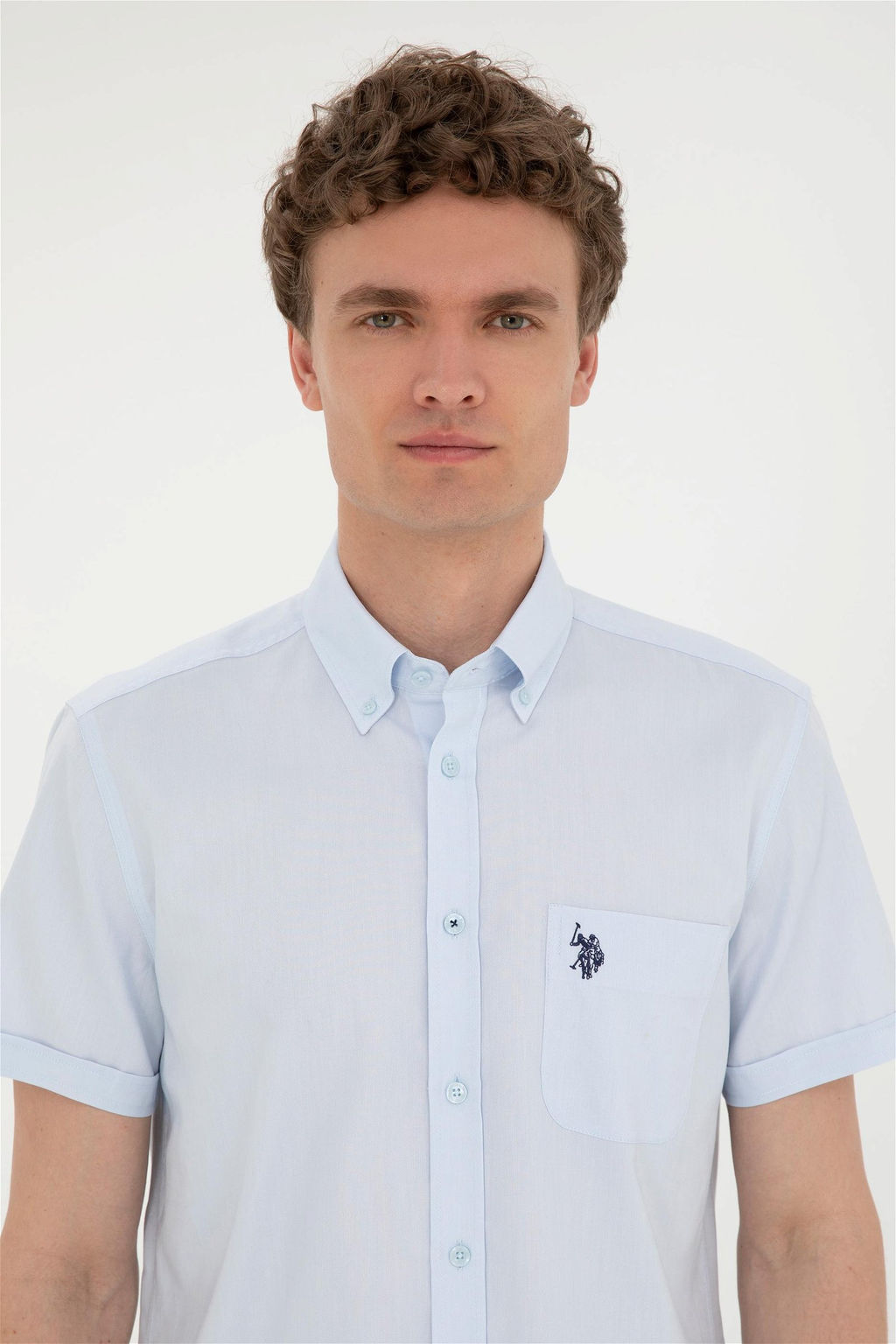 U. S. Polo Assn / Мужская голубая рубашка с коротким рукавом - U.s. polo assn фото 2