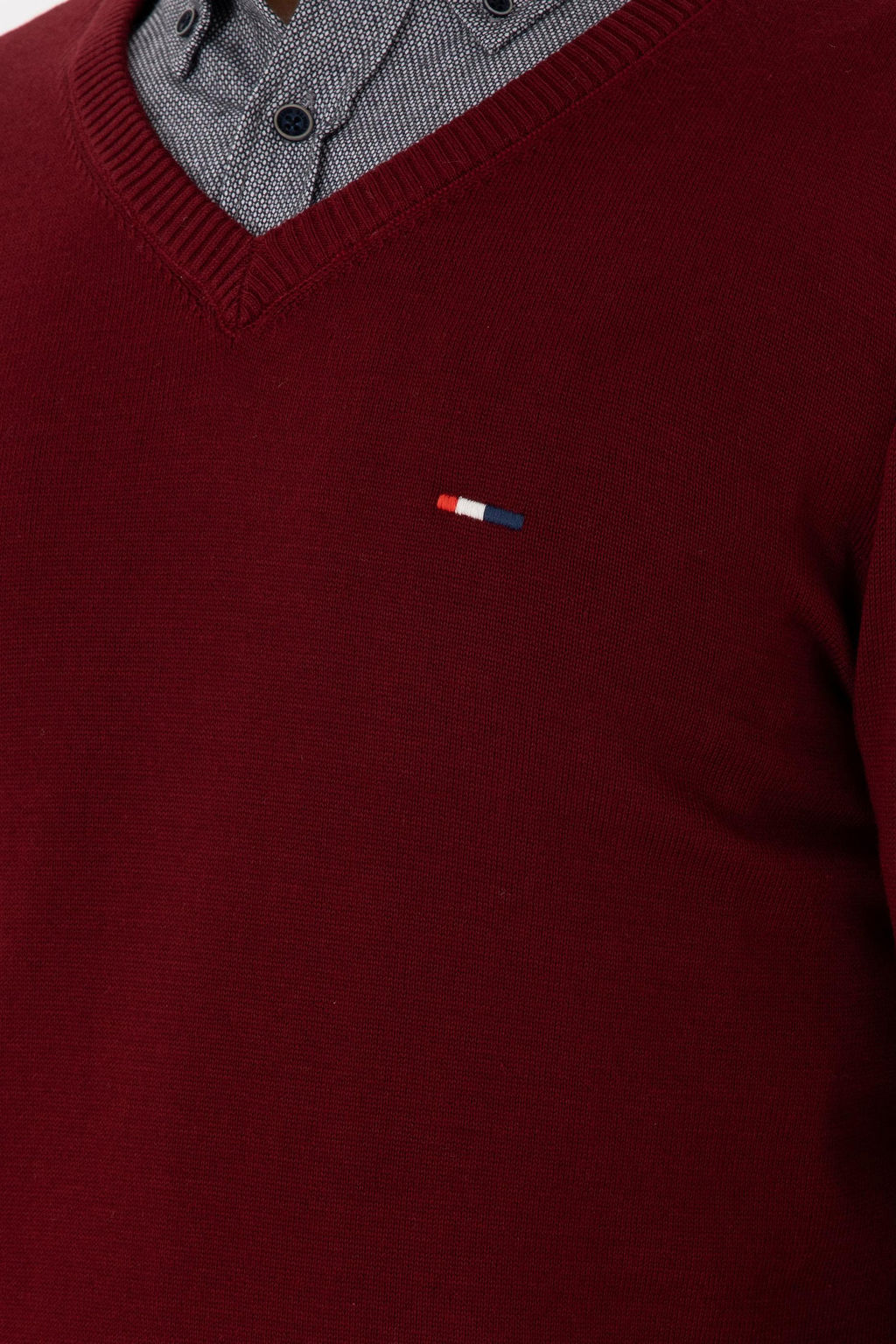 Erkek Slim Fit V Yaka Bordo Basic Kazak - U.s. polo assn фото 7