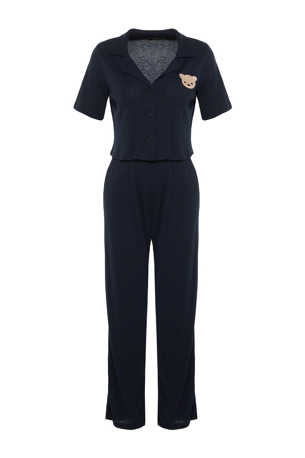 Trendyolmilla Lacivert Ay?c?kl? Fitilli Orme Pijama Tak?m? THMSS21PT0168 фото 14