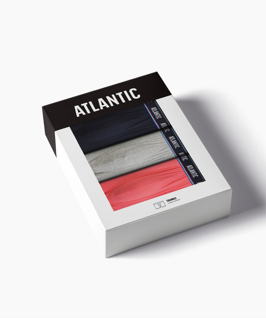 ATLANTIC 3MH-214 Трусы шорты Solid Summer - набор 3 шт. темно-синий + коралловый + серый меланж  фото 7