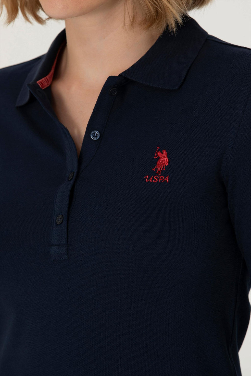 Женская темно-синяя базовая толстовка с воротником-поло Неожиданная скидка в корзине - U.s. polo assn фото 7