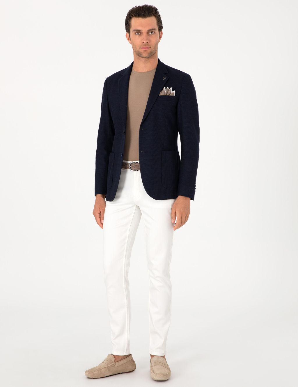 Lacivert Slim Fit Y_n Keten Kar___ml_ Ceket