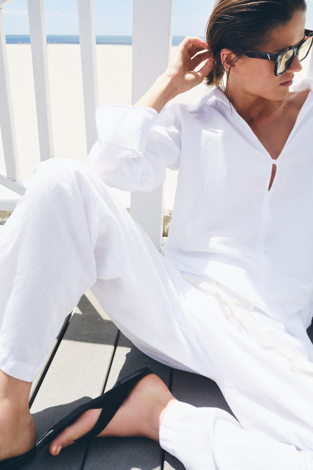 PANTAL?N CON LINO ZW COLLECTION / Blanco