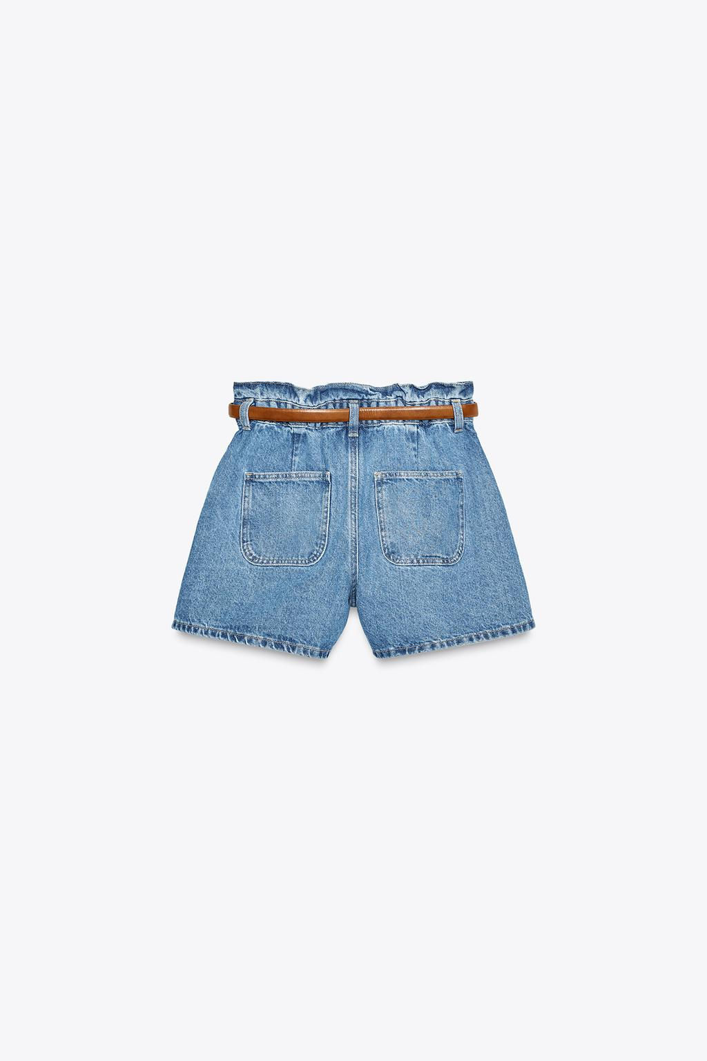 HIGH-WAIST Z1975 PAPERBAG DENIM BERMUDA SHORTS - Zara фото 6