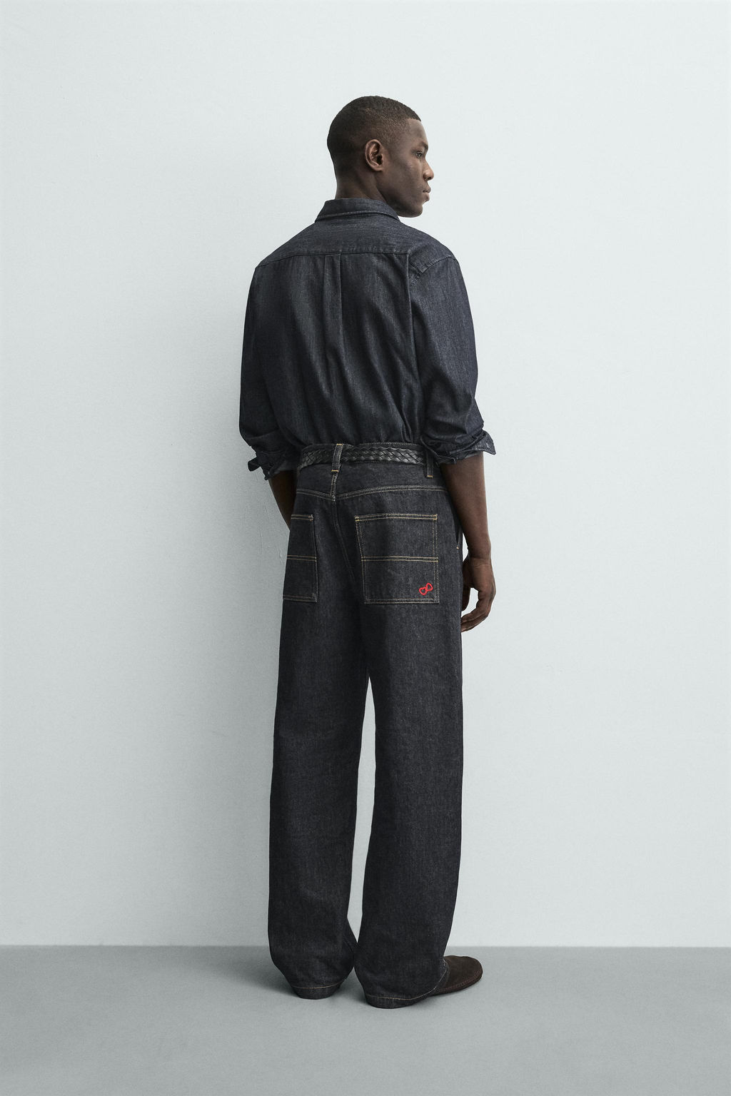EMBROIDERED HEART DENIM CHINO TROUSERS - Zara фото 3