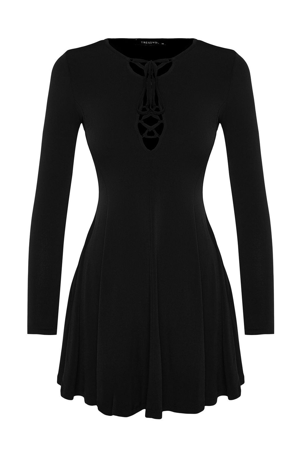Trendyolmilla Siyah A-Kesim Baglama Detayl? Orme K?sa S?k Abiye Elbise TPRAW24EL00062 фото 7
