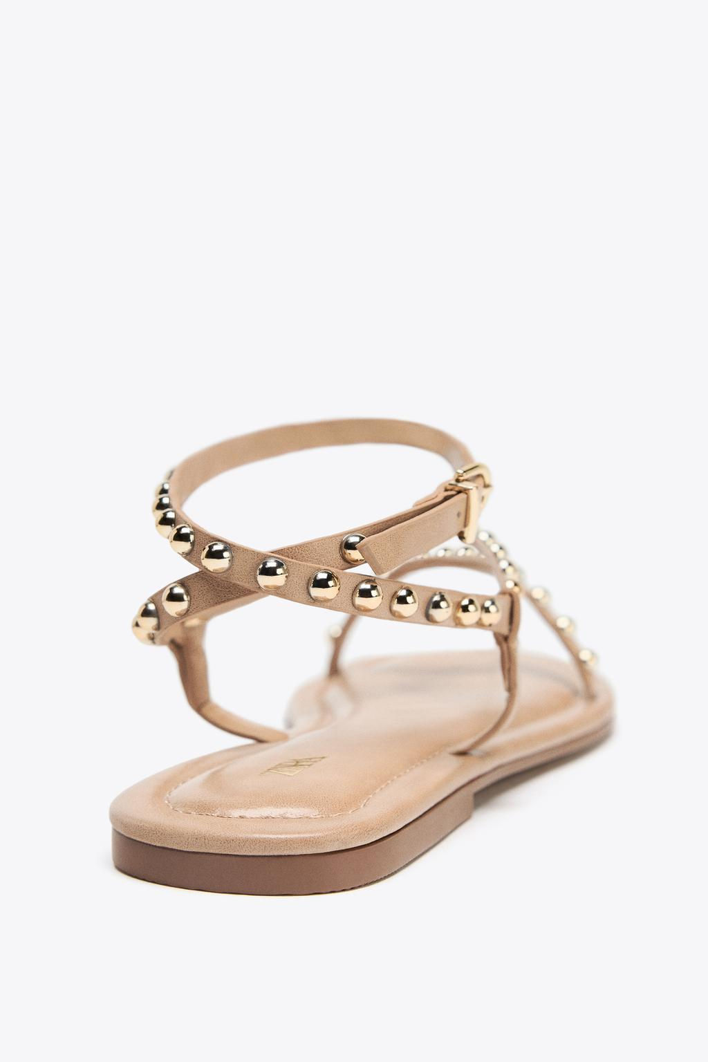 SANDALS WITH METALLIC BEADED STRAPS - Zara фото 9