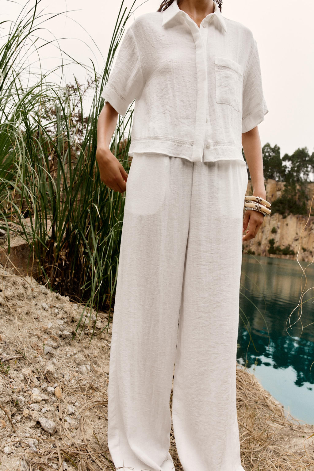 RUSTIC WIDE-LEG TROUSERS - Zara фото 9