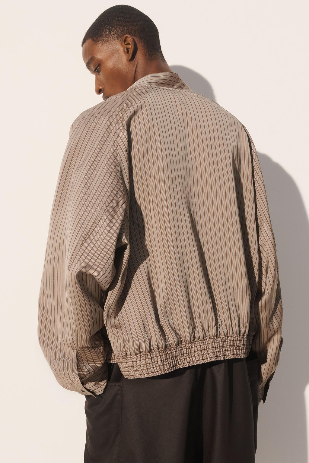 CAZADORA BOMBER CROPPED FIT RAYAS VISCOSA - CUPRO / rayas - Zara фото 3