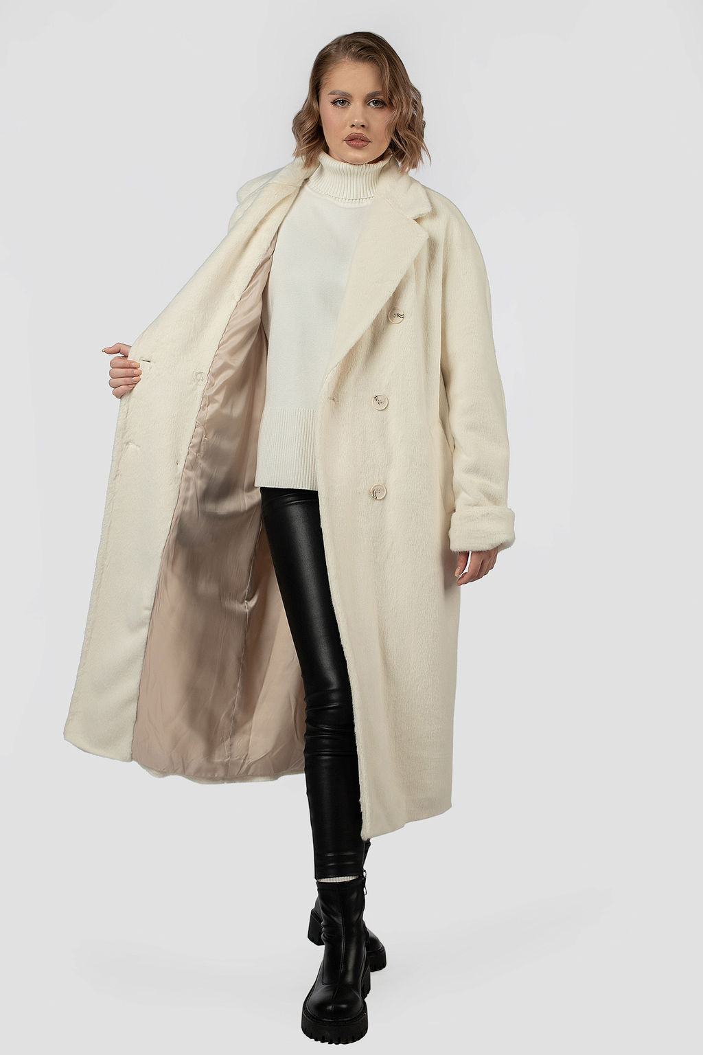 01-12078 Пальто женское демисезонное (пояс) - El podio фото 2