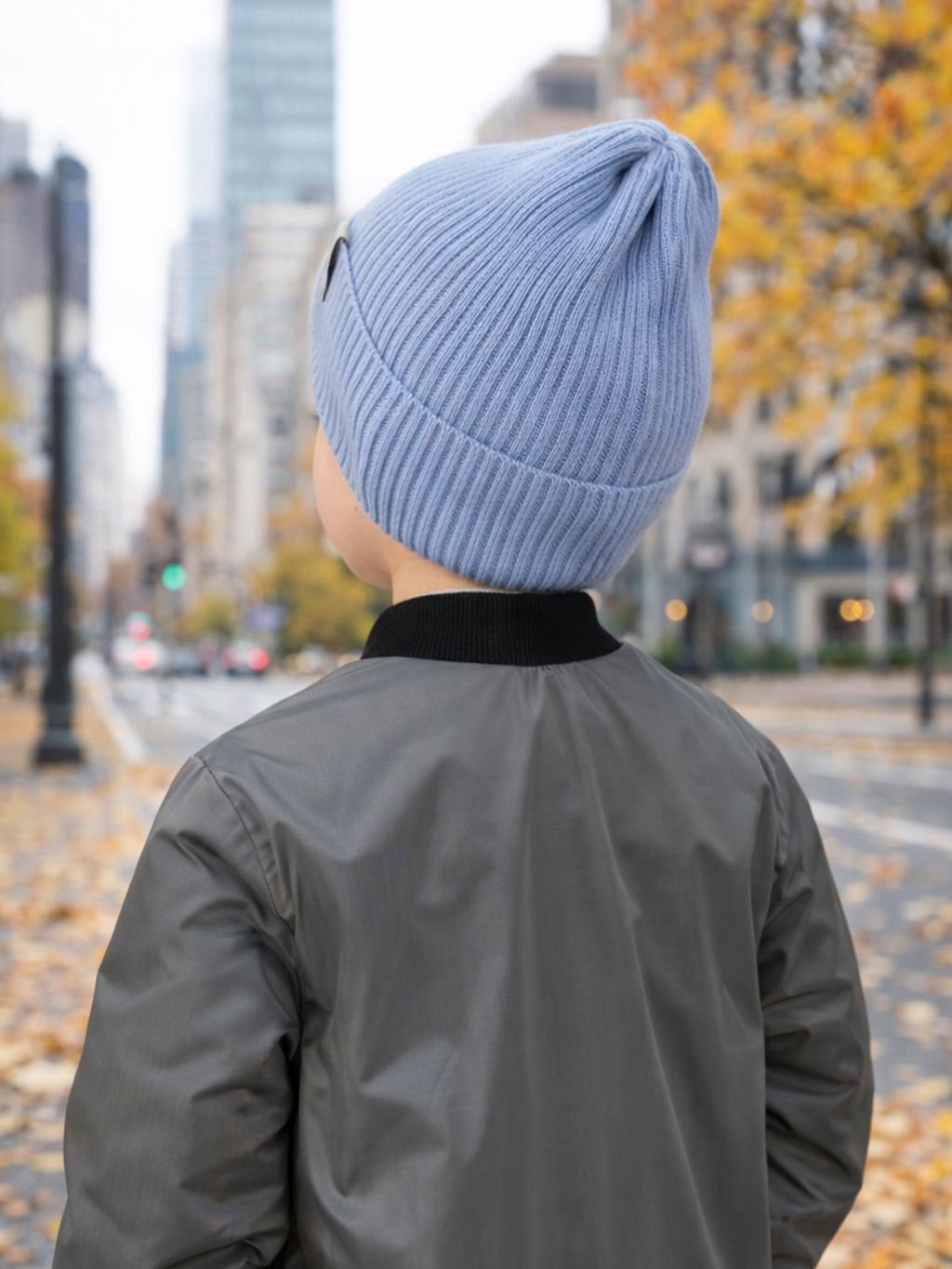 Шапка вязаная голубая