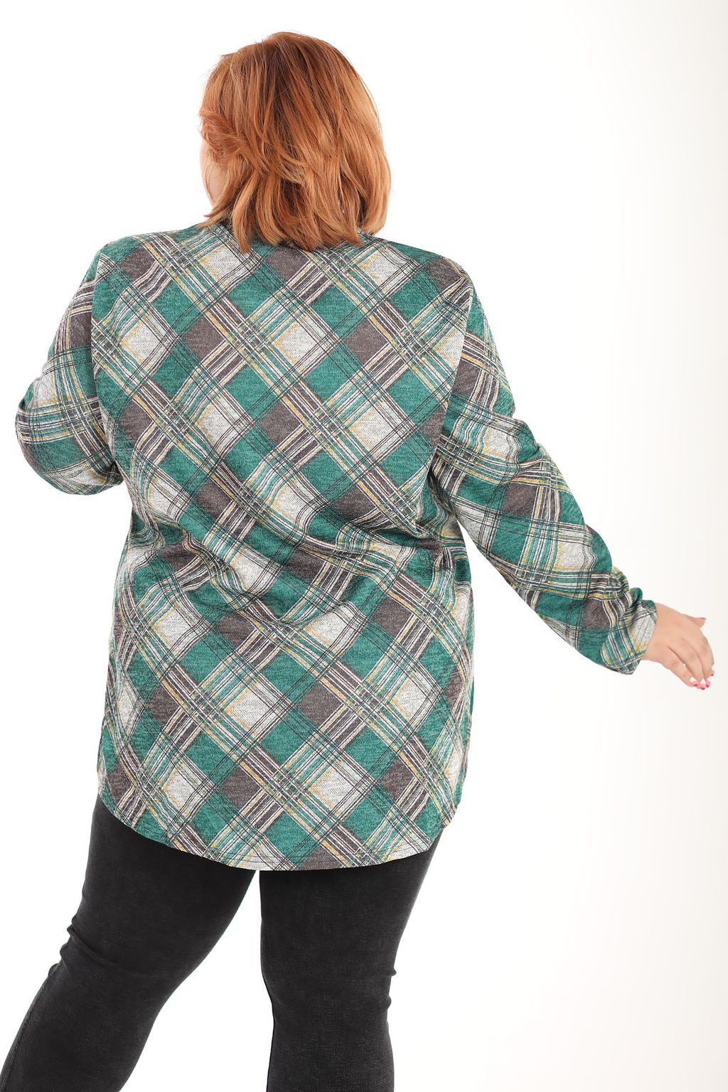 Рубашка в клетку женская больших размеров - Almond фото 6
