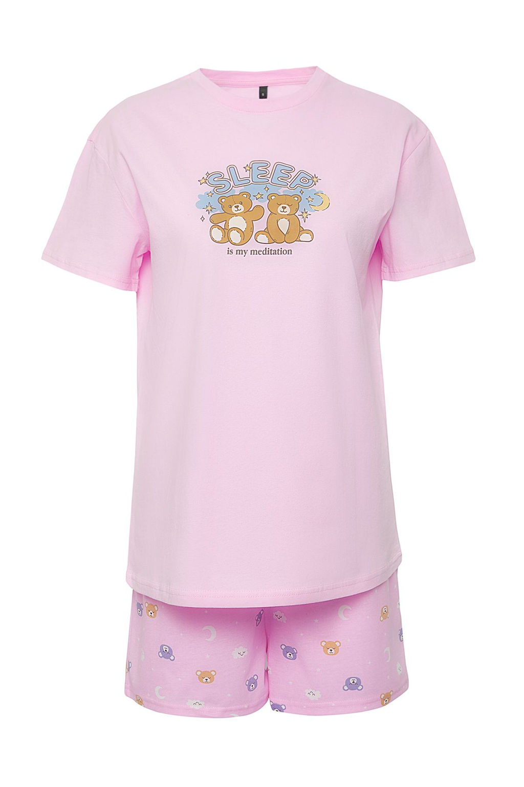 Trendyolmilla Lacivert %100 Pamuklu Ay?c?k ve Galaksi Desenli Uyku Bantl? Sortlu Orme Pijama Tak?m? THMSS25PT00360  фото 13