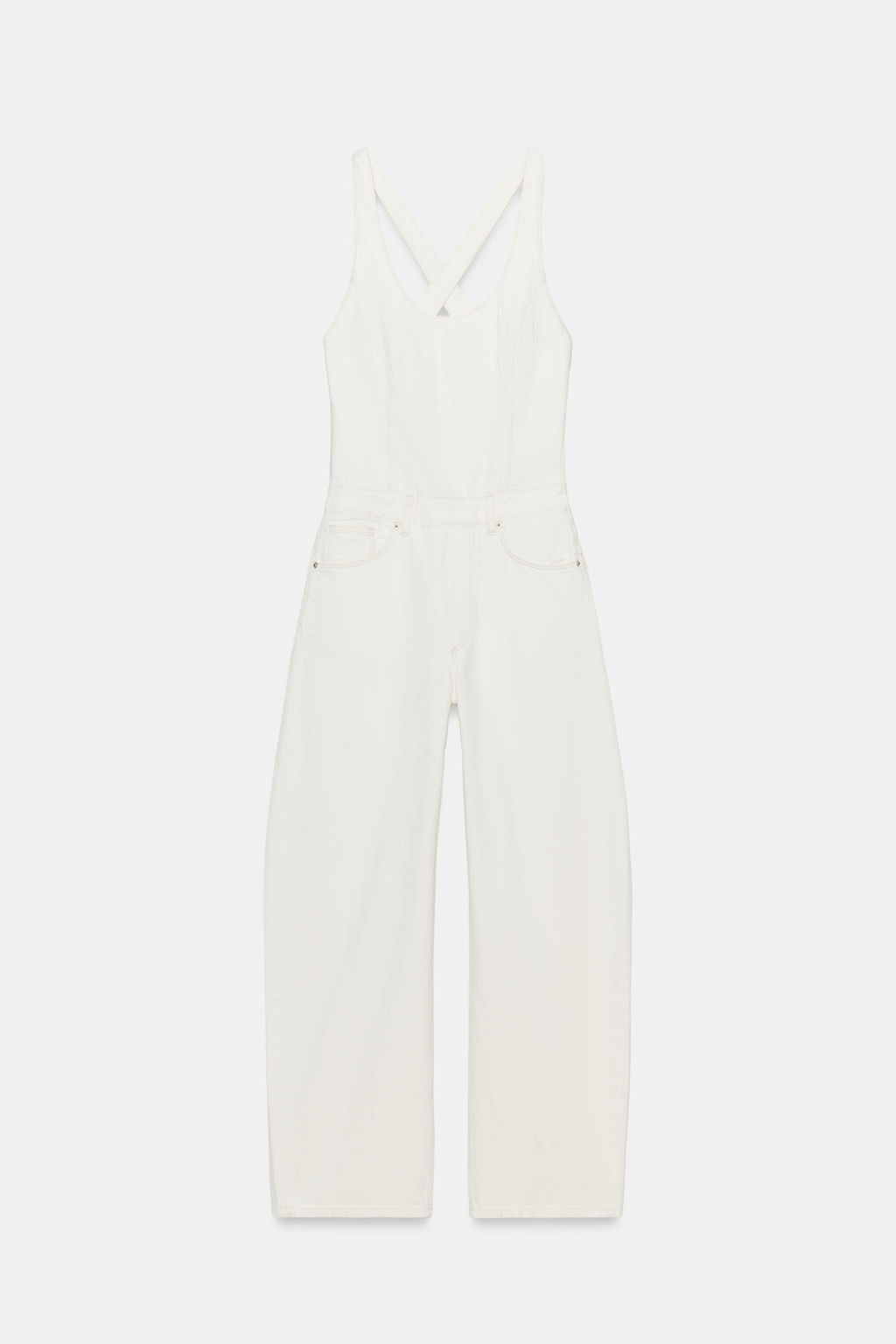 MONO DENIM TRF TIRANTES / Blanco roto - Zara фото 4
