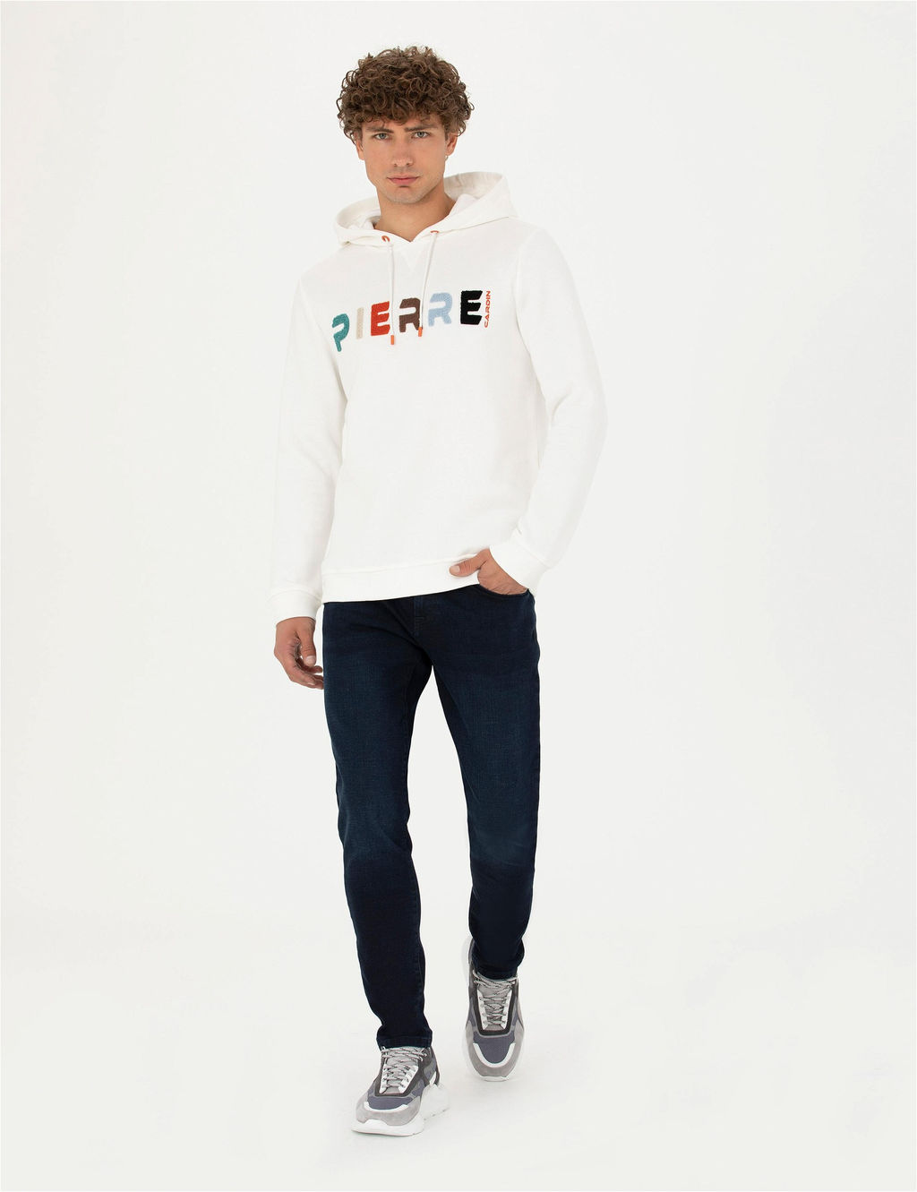 Beyaz Regular Fit Kap__onlu Sweatshirt - Pierre cardin фото 4