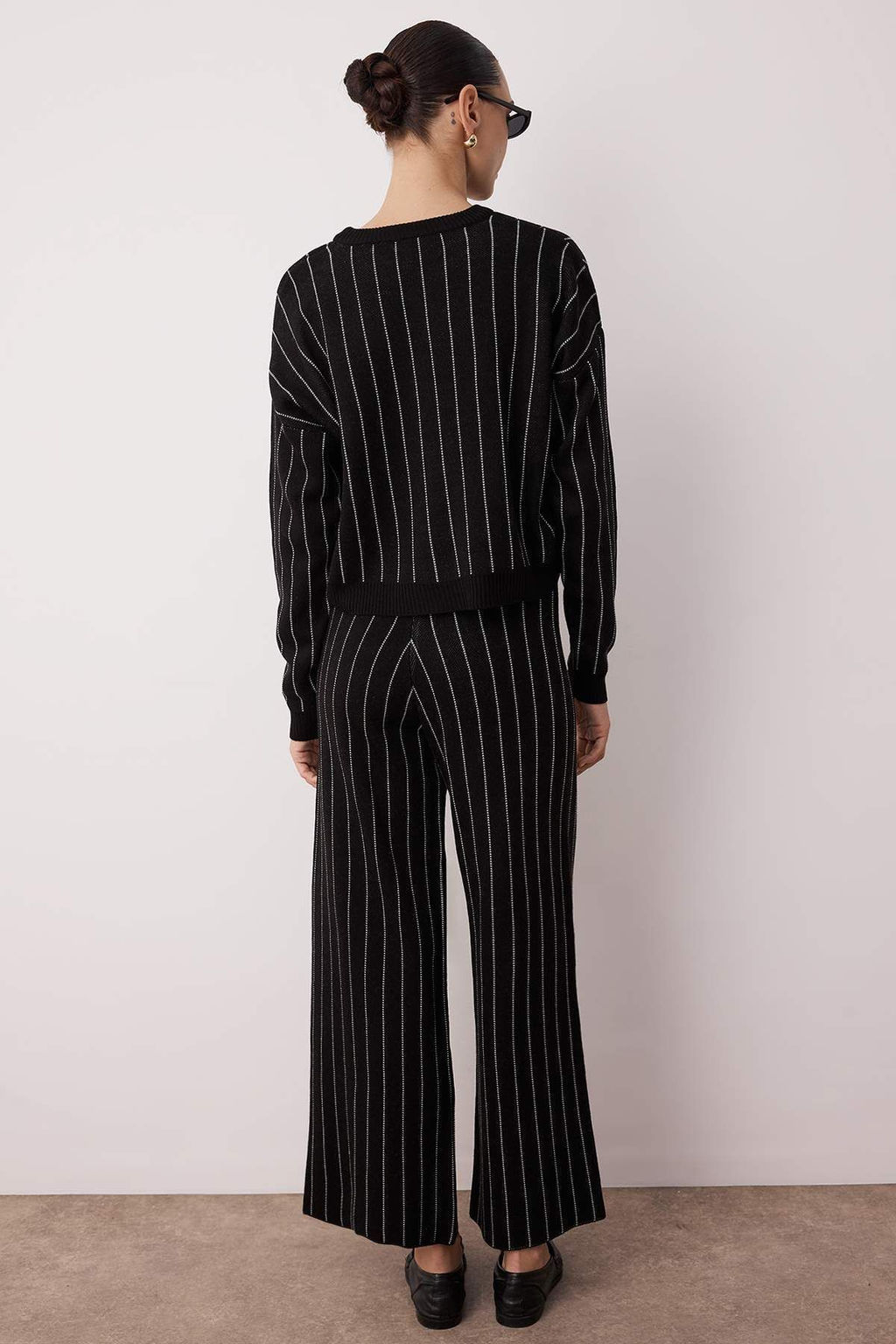 Siyah Cizgili Smart Kazak-Pantolon Triko Alt - Ust Tak?m TWOAW26AU00018 - Trendyolmilla фото 4