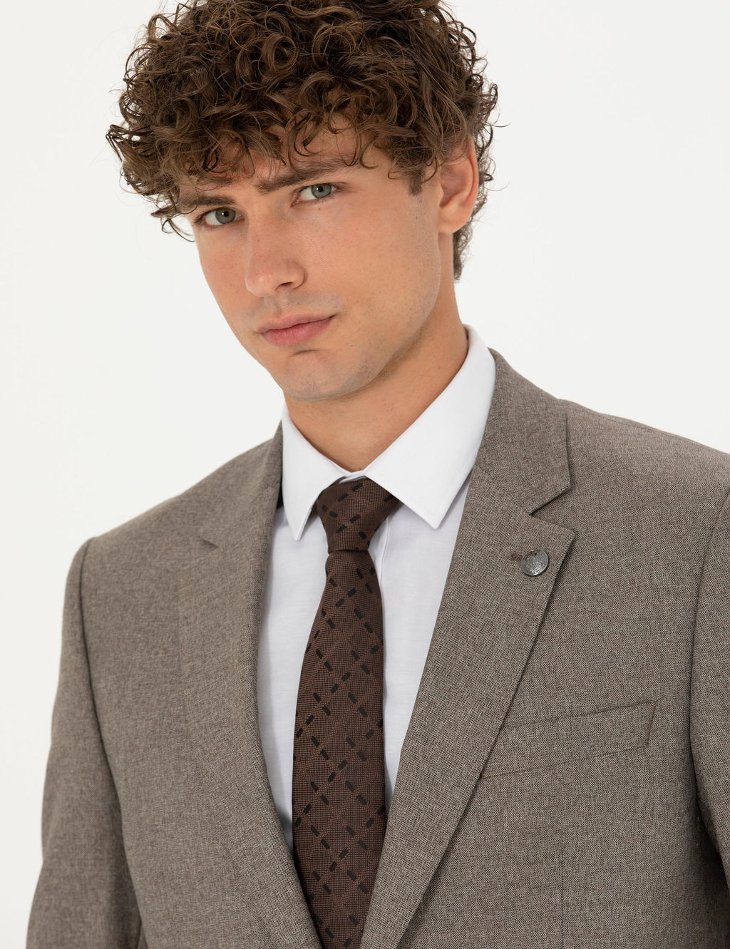 A__k Kahverengi Slim Fit Tak_m Elbise