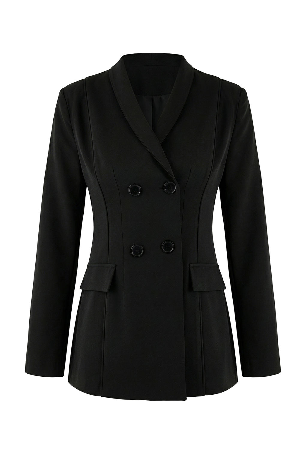 Siyah Sal Yaka Kapama Detayl? Fitted/Vucuda Oturan Astarl? Vatkal? Blazer Ceket TWOSS26BC00007 - Trendyolmilla фото 5