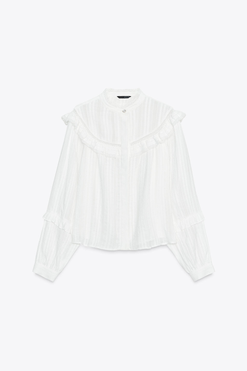 BLOUSE WITH LACE TRIM AND RUFFLES - Zara фото 5
