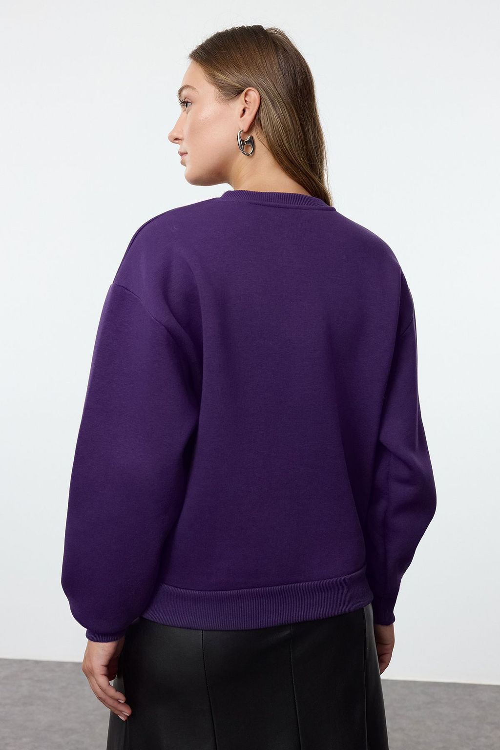 Mor Nak?sl? Regular/Normal Kal?p Kal?n Ici Polarl? Orme Sweatshirt TWOAW25SW00176