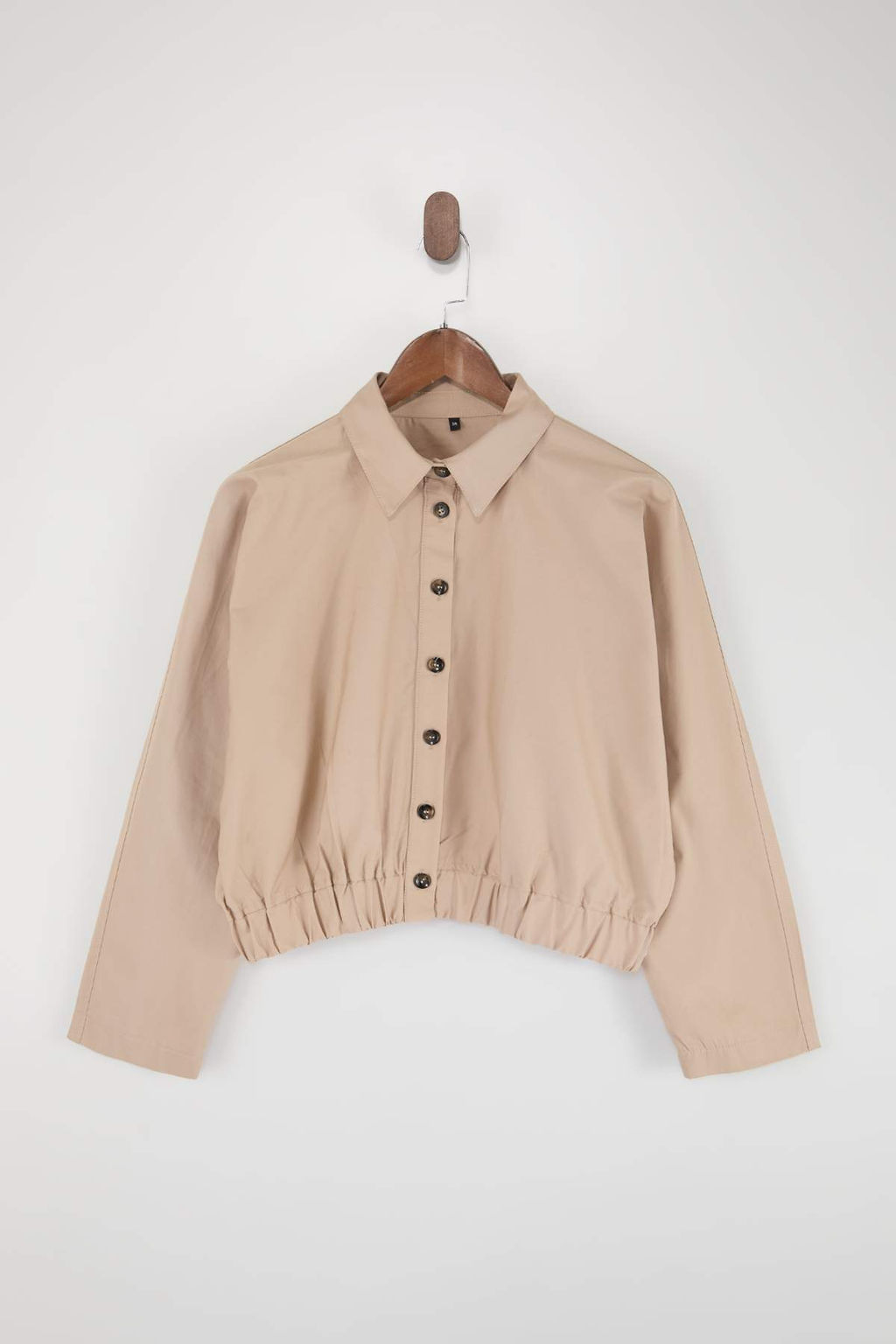 Bej Dugmeli Beli Lastikli Ince Mevsimlik Poplin Ceket TWOSS26CE00036 - Trendyolmilla фото 5