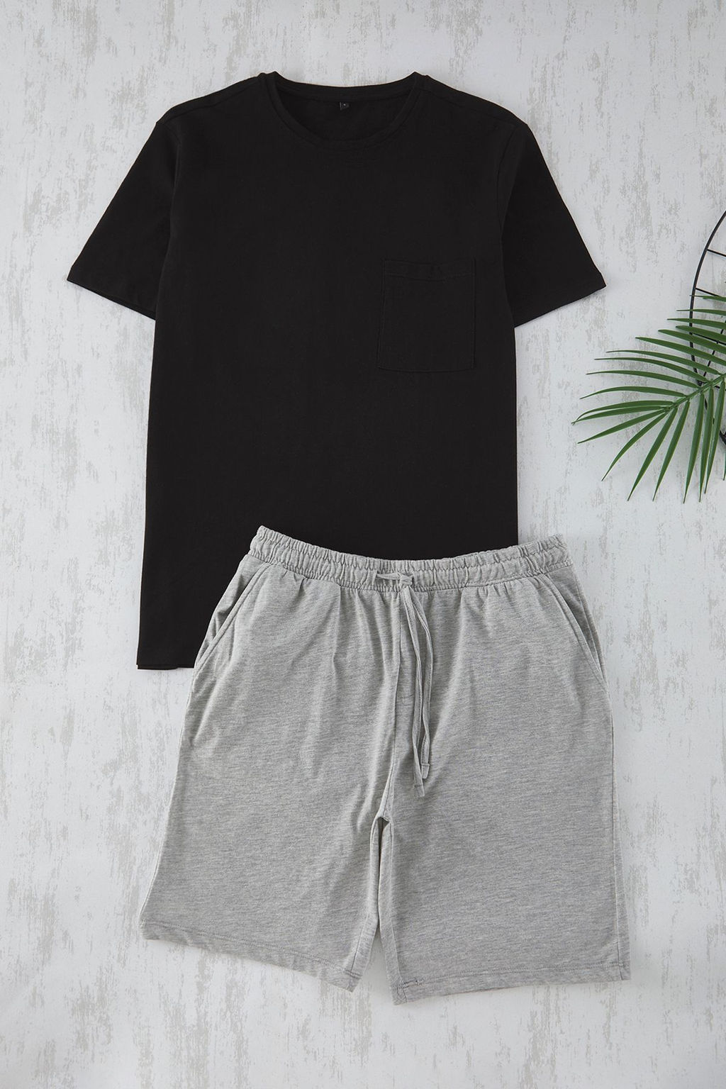 TRENDYOL MAN Siyah - Gri Regular Fit Orme Sortlu Pijama Tak?m? TMNSS25PT00033 - Trendyolmilla фото 2