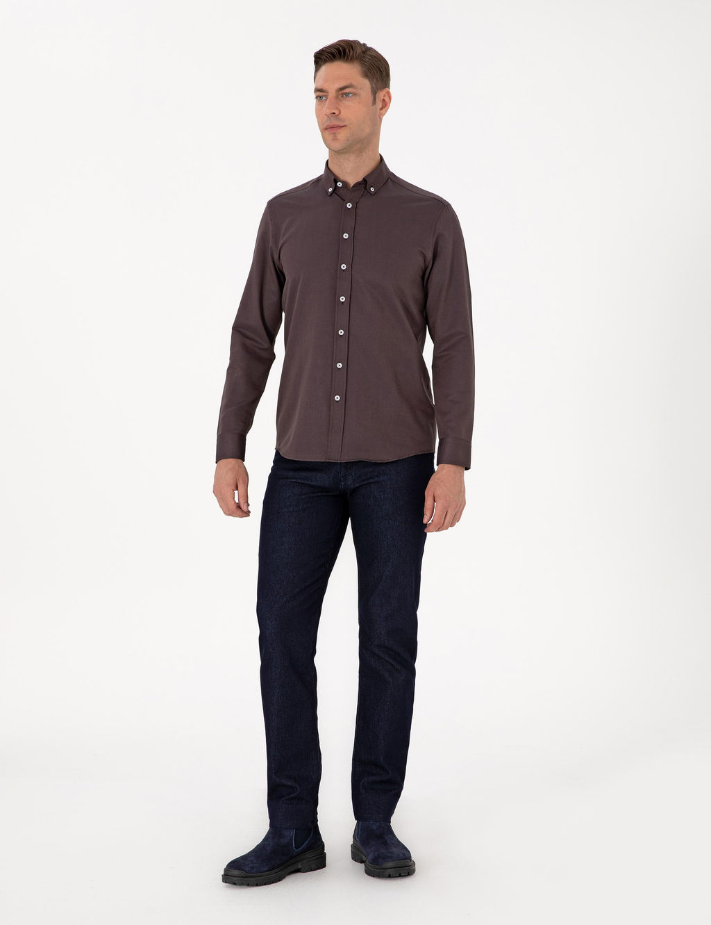 Koyu Kahverengi Regular Fit Uzun Kollu G_mlek - Pierre cardin фото 4