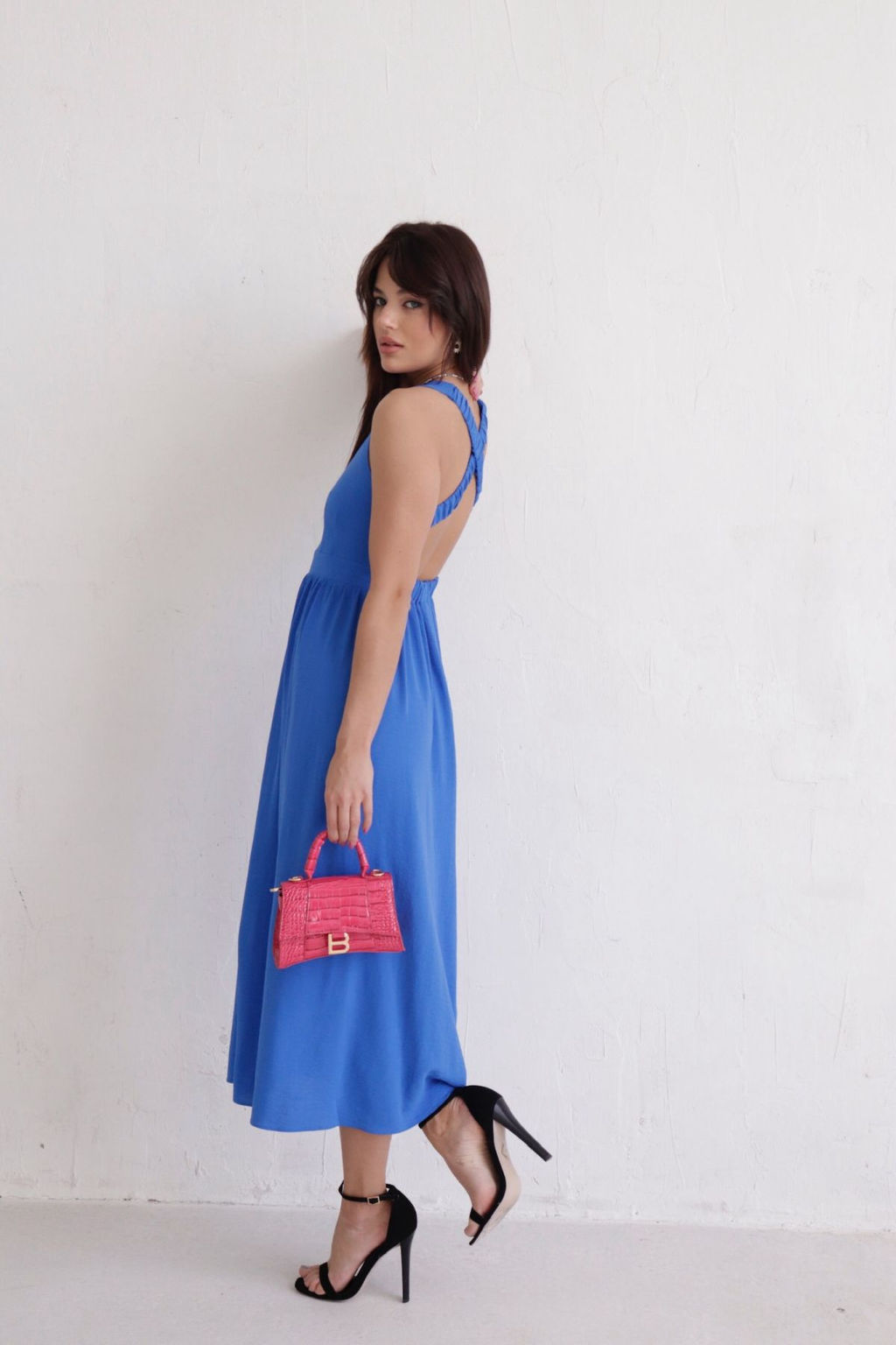 Платье с перекрещенными бретелями тёмно-голубое - Martichelli фото 20