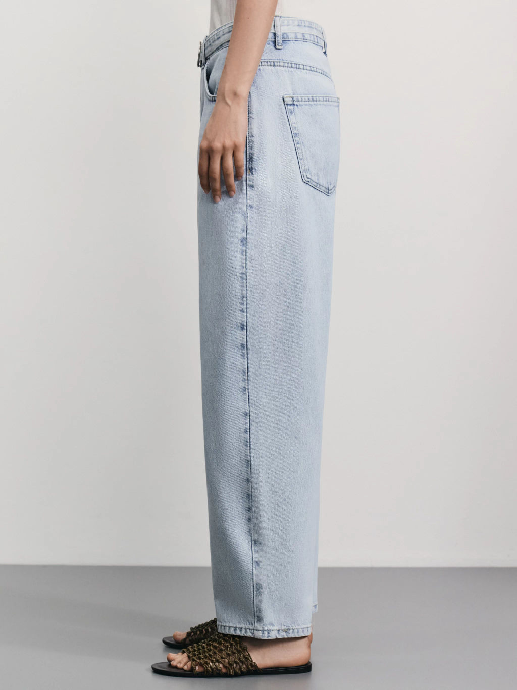 Джинсы barrel с поясом шнурком / Zarina  фото 3