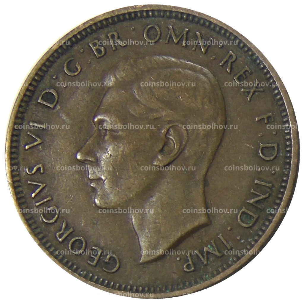 Монета 1/2 пенни 1938 года Австралия