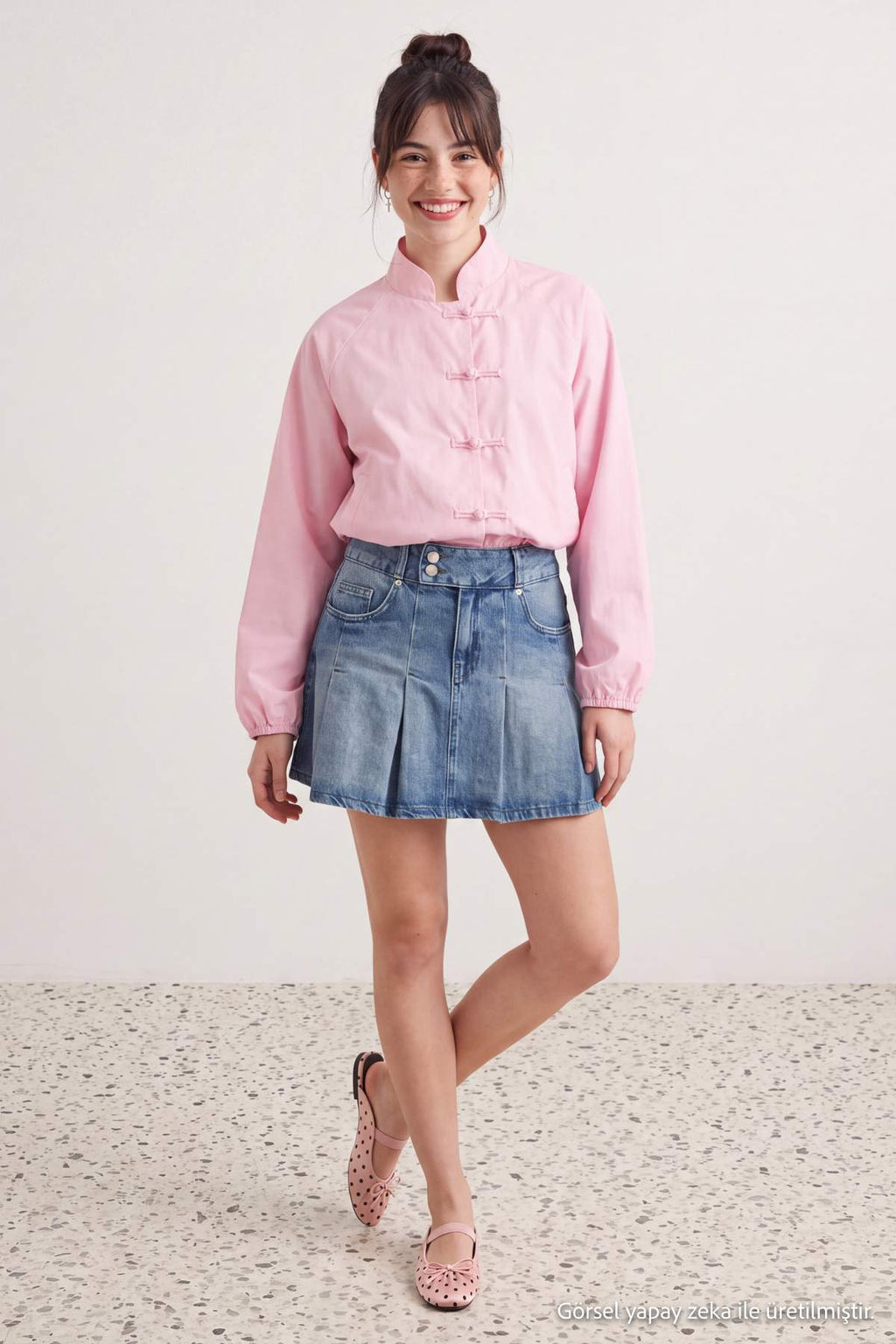 Mavi %100 Pamuk Bel Detayl_ Pileli Mini Denim Etek TWOAW27ET00034 - Trendyolmilla фото 2