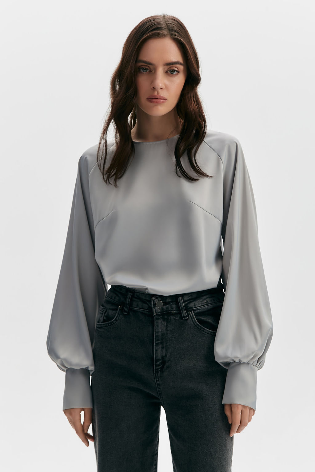 Блуза из сатина с объемными рукавами - Mollis фото 3