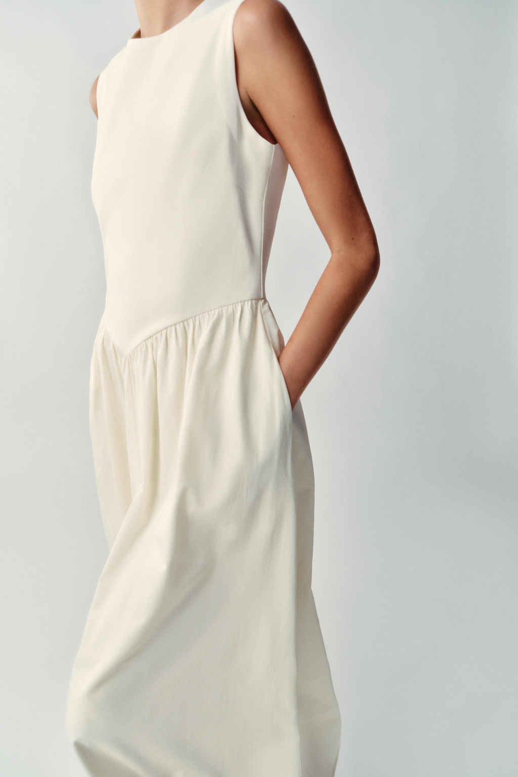 VESTIDO MIDI COMBINADO / Crudo - Zara фото 7