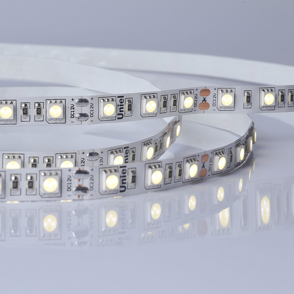 ULS-M25-5050-60LED/m-10mm-IP20-DC12V-14,4W/m-5M-4000K PROFI Гибкая светодиодная лента на самоклеящейся основе. Катушка 5м. в герметичной упаковке. Белый свет(4000К). ТМ Uniel.