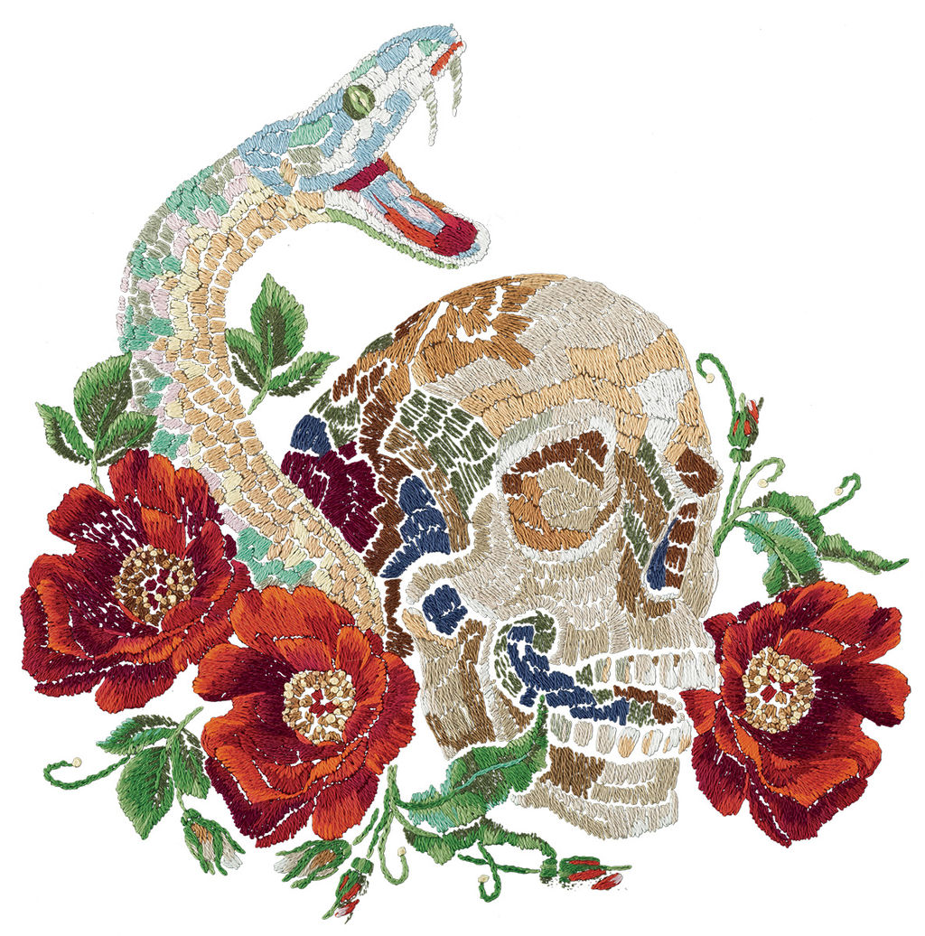 Набор для вышивания PANNA Живая картина JK-2334 Череп со змеей 18 х 18.5 см