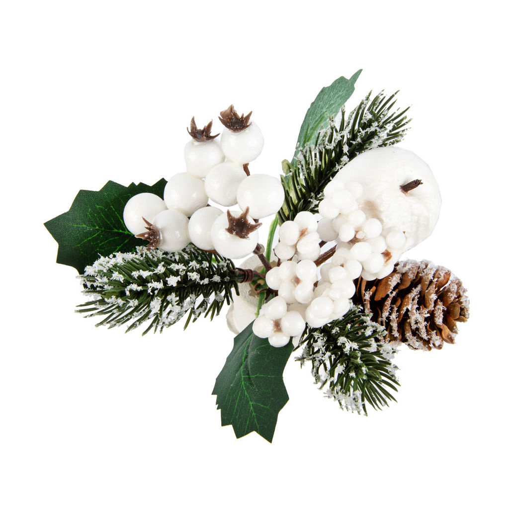 Blumentag VDF-142 Веточка хвойная с шишкой и ягодами 3 х 1 шт. 19 см 01  фото 4