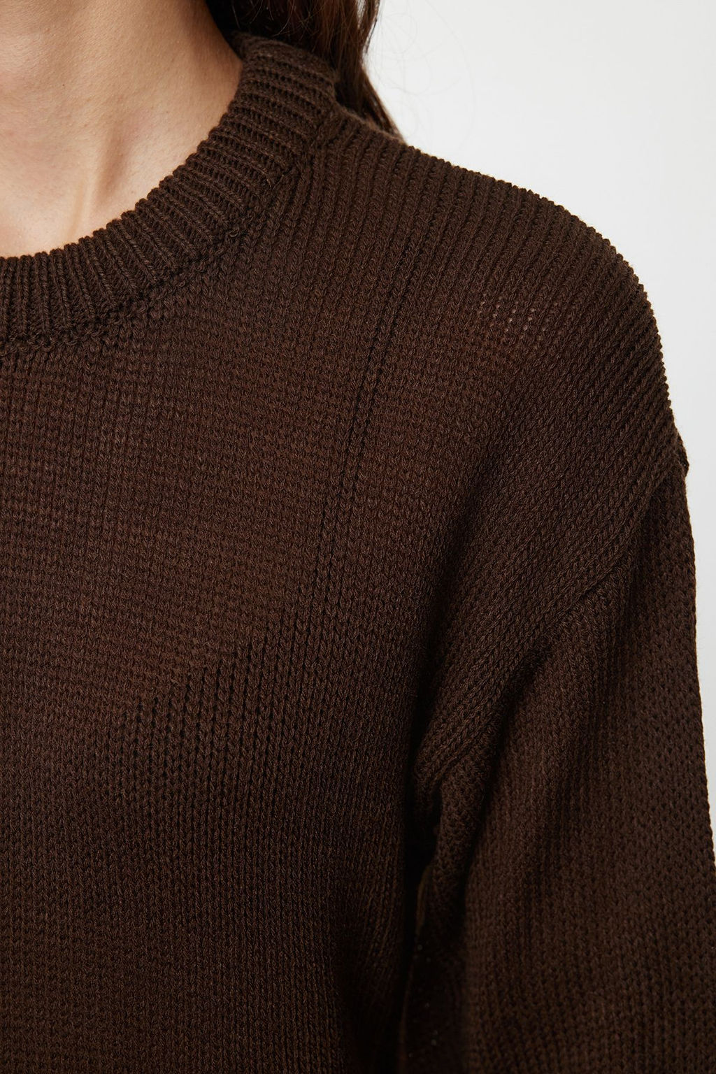 Kahverengi Genis Kal?p Yumusak Dokulu Triko Kazak TWOAW25KZ00295 - Trendyolmilla фото 6