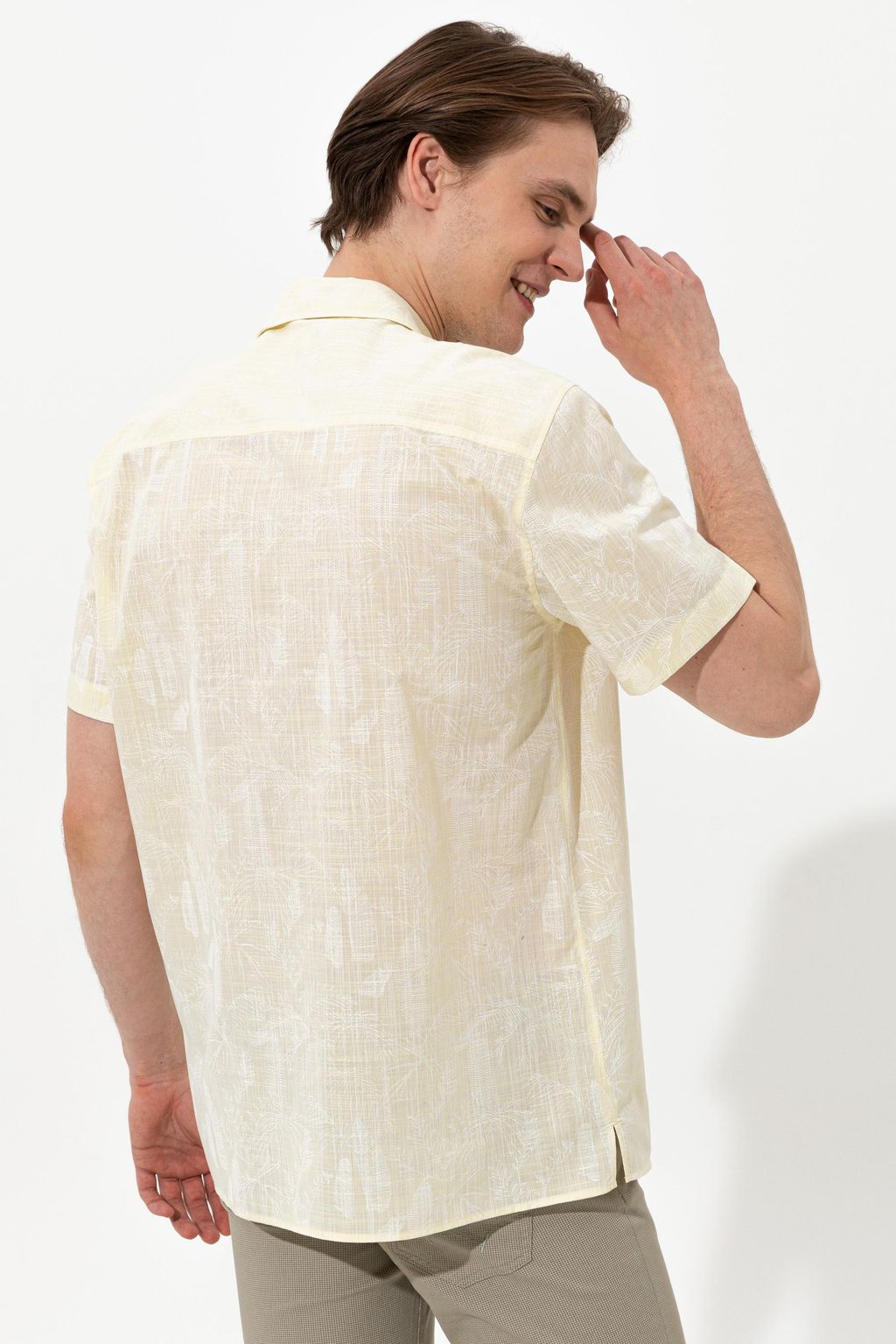 U. S. Polo Assn Мужская светло-желтая рубашка с коротким рукавом - U.s. polo assn фото 5