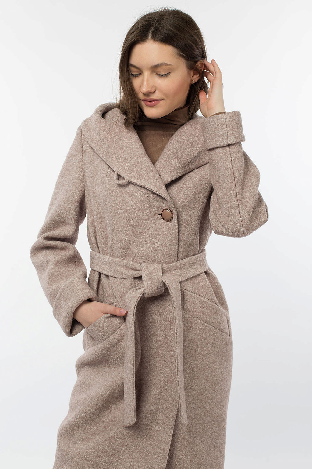 01-10538 Пальто женское демисезонное (пояс) - El podio фото 2