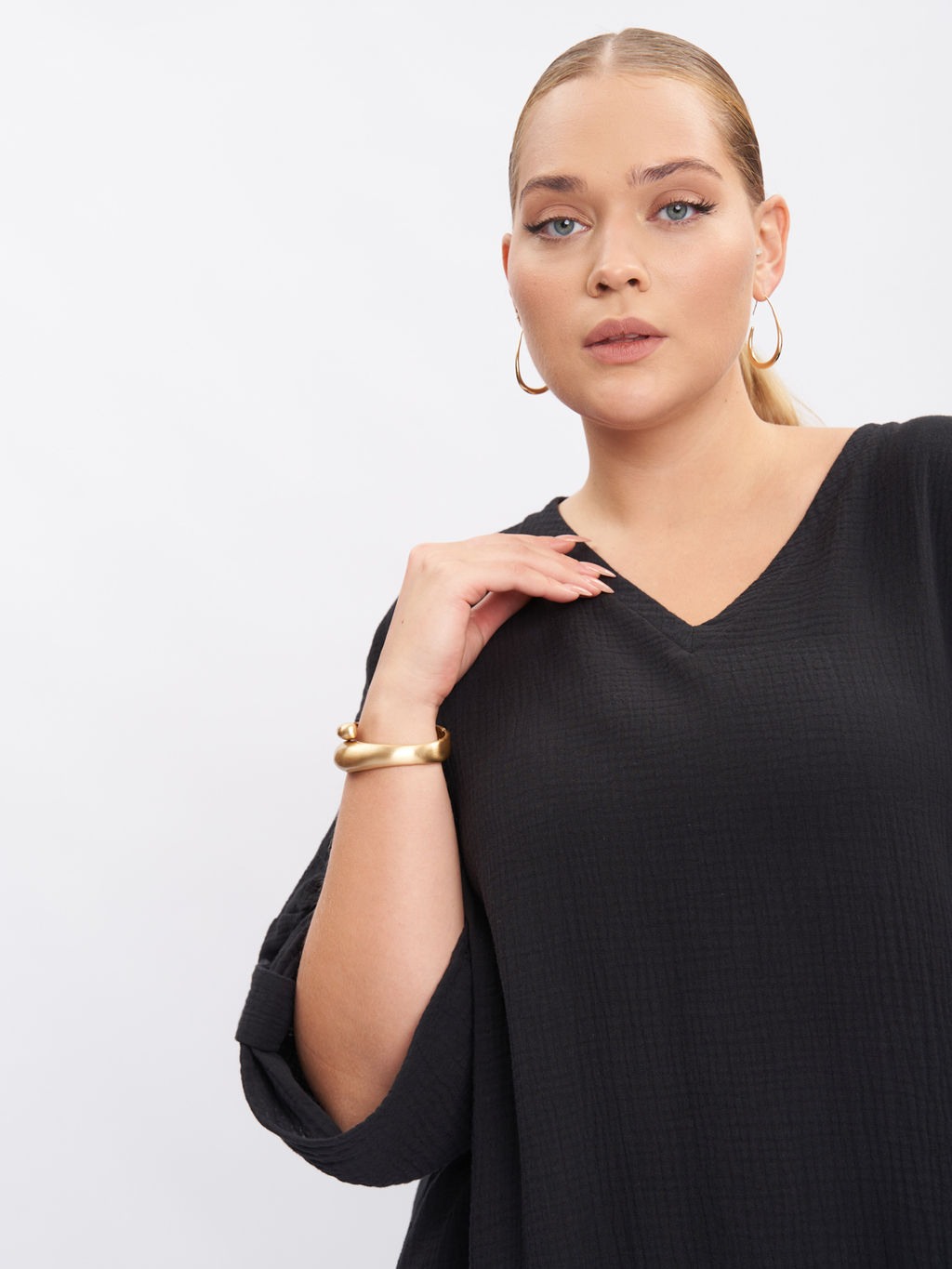 Платье из муслина PP66501BLK01