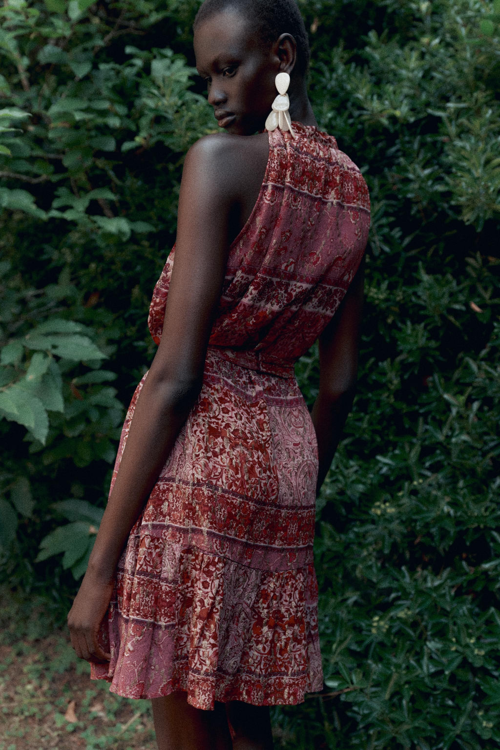 PATCHWORK PRINT MINI DRESS WITH BELT - Zara фото 13
