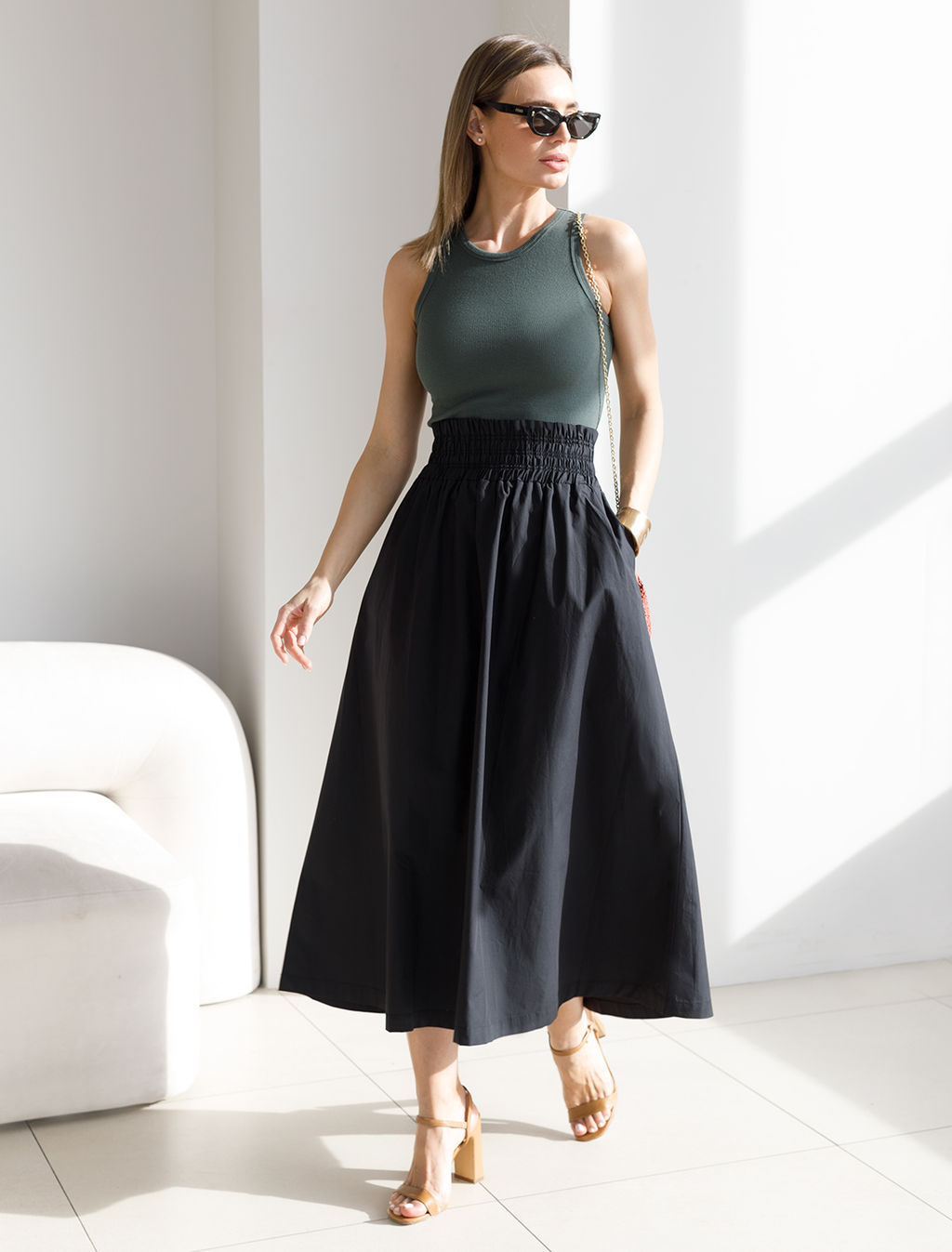 Юбка из легкого хлопкового поплина - Vilatte фото 5