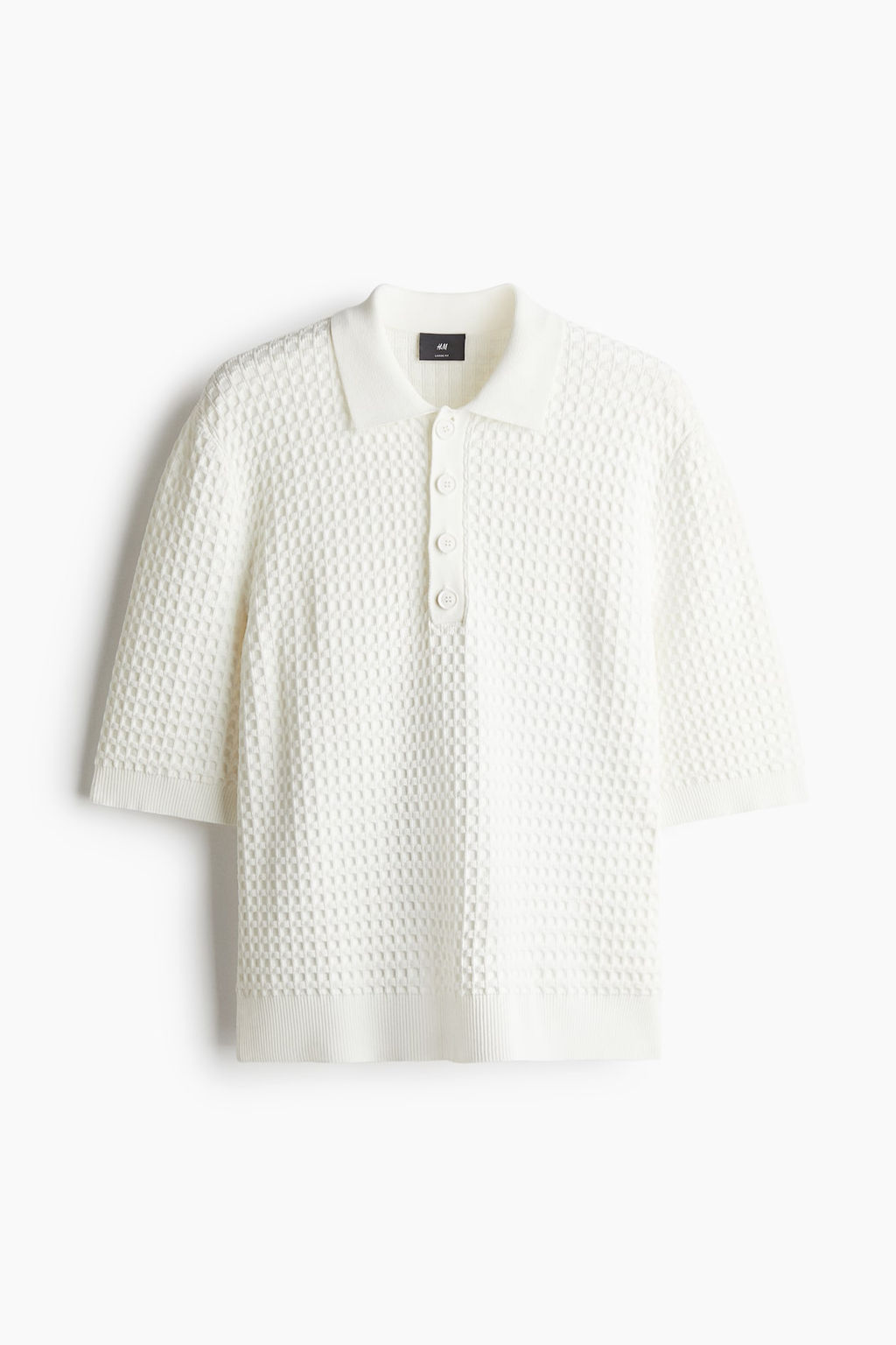 Regular Fit Waffle-knit polo shirt - H&m фото 7