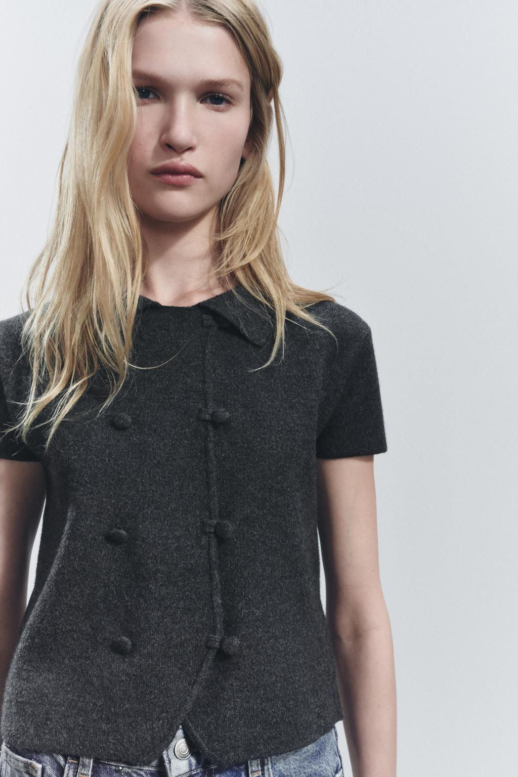 PLAIN KNIT SHORT SLEEVE JACKET - Zara фото 4