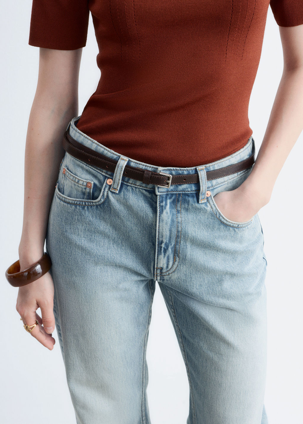 Vaqueros de talle medio y corte bootcut - H&m фото 6