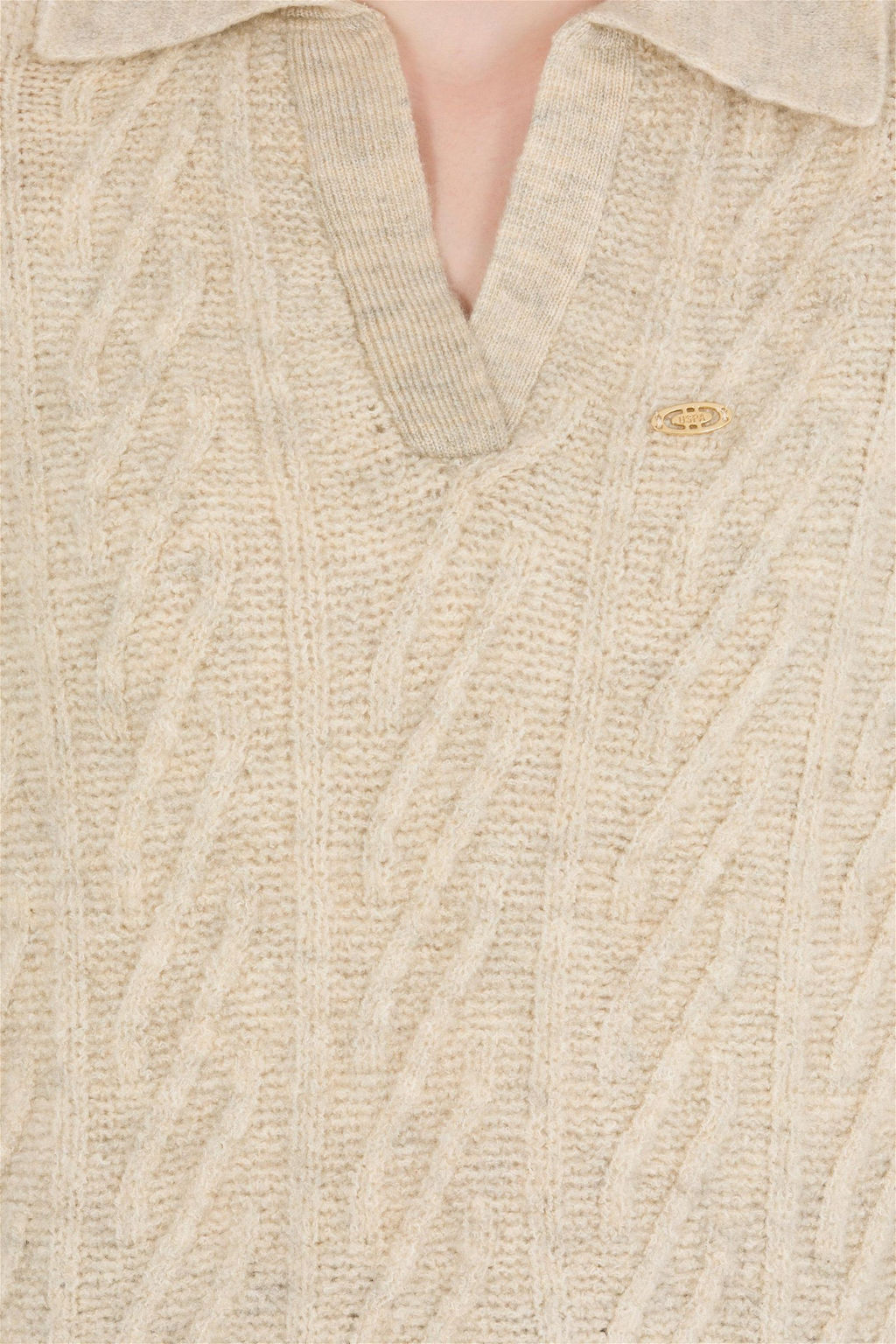 U. S. Polo Assn Женский свитер из меланжевого камня с v-образным вырезом - U.s. polo assn фото 12