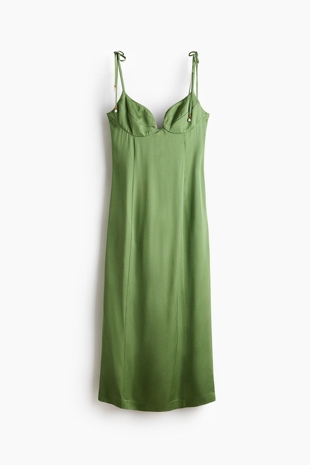 Vestido de sat?n con tirantes de lazo